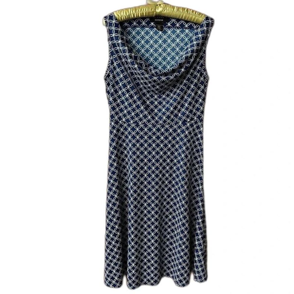 Blue Geometric Dress by Express Size 11/12, Back to School